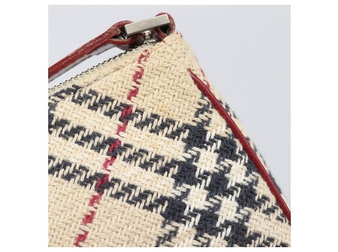 Borsa a mano BURBERRY Nova Check Blue Label Canvas Beige Silver Auth 205362V Argento - vista 19