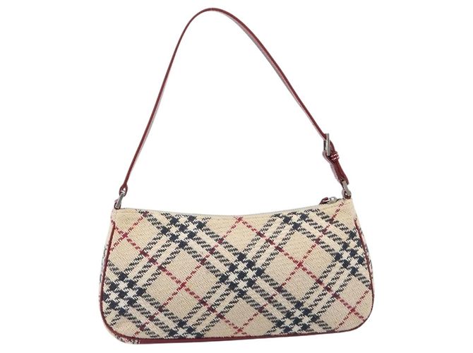 Borsa a mano BURBERRY Nova Check Blue Label Canvas Beige Silver Auth 205362V Argento - vista 2
