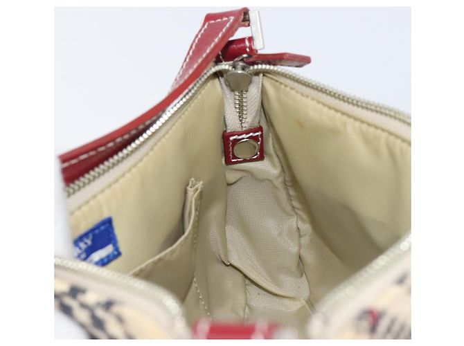 Borsa a mano BURBERRY Nova Check Blue Label Canvas Beige Silver Auth 205362V Argento - vista 20