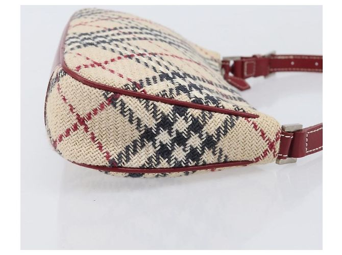 Borsa a mano BURBERRY Nova Check Blue Label Canvas Beige Silver Auth 205362V Argento - vista 3
