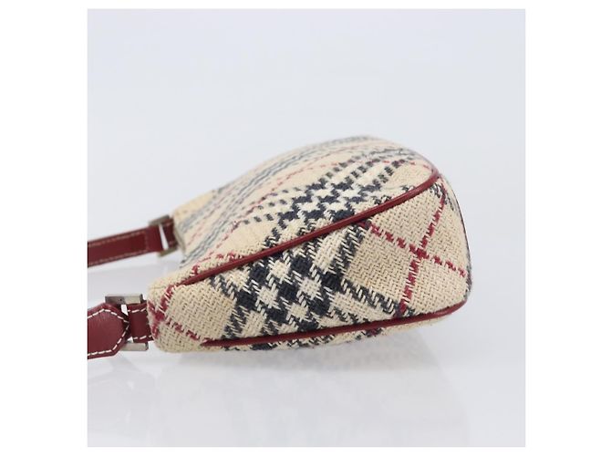 Borsa a mano BURBERRY Nova Check Blue Label Canvas Beige Silver Auth 205362V Argento - vista 4