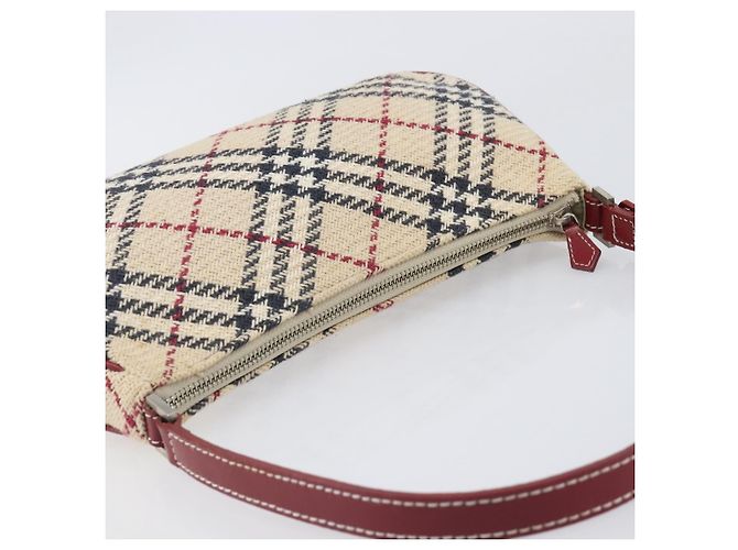 Borsa a mano BURBERRY Nova Check Blue Label Canvas Beige Silver Auth 205362V Argento - vista 6