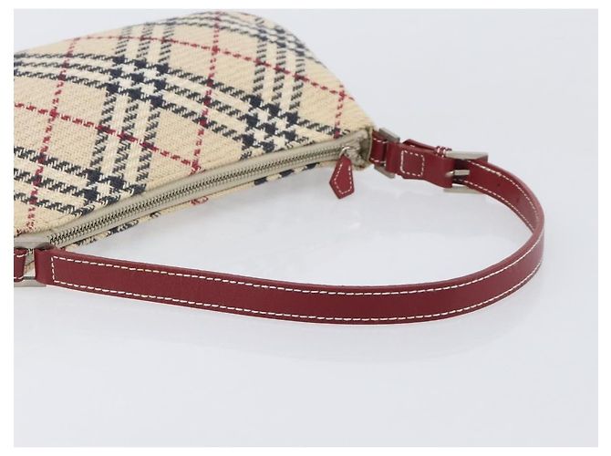 Borsa a mano BURBERRY Nova Check Blue Label Canvas Beige Silver Auth 205362V Argento - vista 7