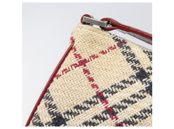 Borsa a mano BURBERRY Nova Check Blue Label Canvas Beige Silver Auth 205362V Argento - vista 9