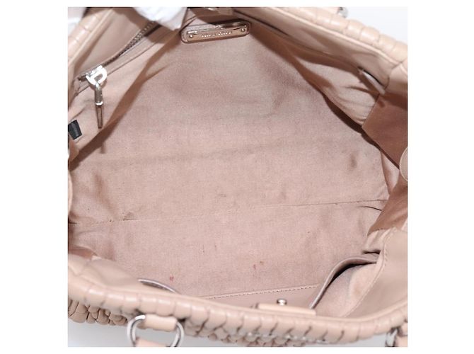 Bolsa de mão Miu Miu em couro 2way Beige Silver Auth 206656 Prata Bege - vista 11