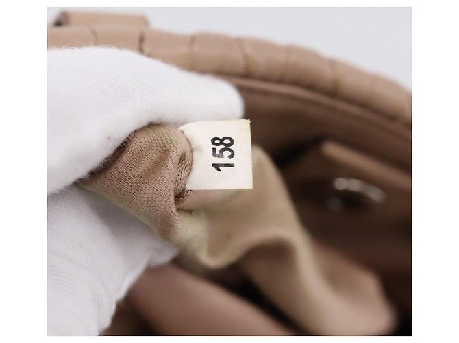 Bolsa de mão Miu Miu em couro 2way Beige Silver Auth 206656 Prata Bege - vista 12
