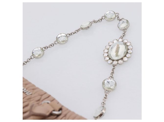 Bolsa de mão Miu Miu em couro 2way Beige Silver Auth 206656 Prata Bege - vista 15