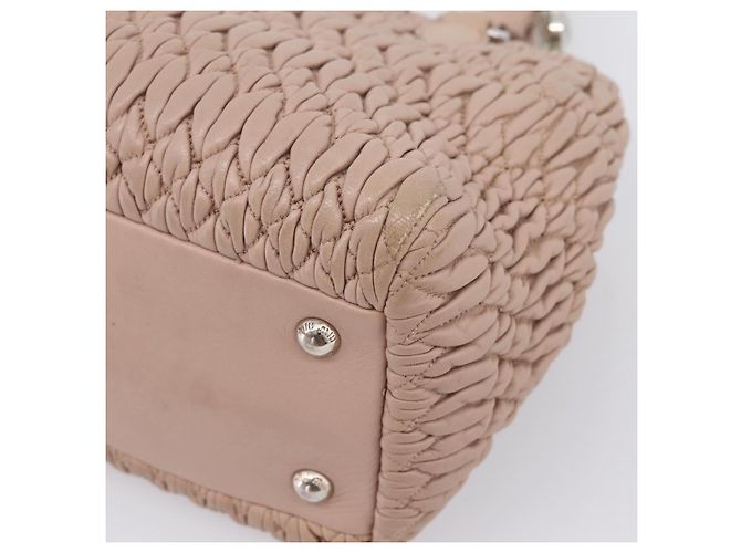 Bolsa de mão Miu Miu em couro 2way Beige Silver Auth 206656 Prata Bege - vista 18