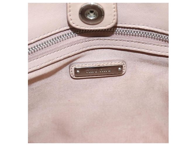 Bolsa de mão Miu Miu em couro 2way Beige Silver Auth 206656 Prata Bege - vista 21