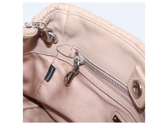 Bolsa de mão Miu Miu em couro 2way Beige Silver Auth 206656 Prata Bege - vista 24