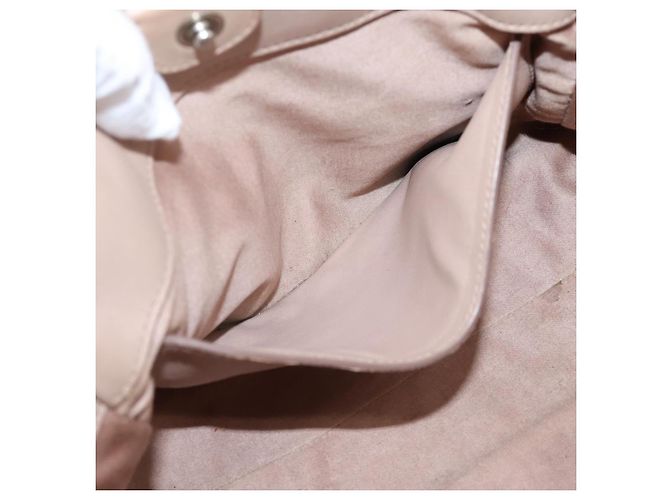 Bolsa de mão Miu Miu em couro 2way Beige Silver Auth 206656 Prata Bege - vista 26