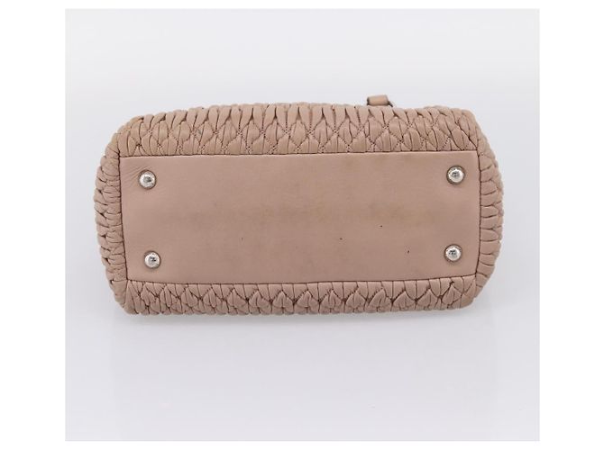 Bolsa de mão Miu Miu em couro 2way Beige Silver Auth 206656 Prata Bege - vista 5