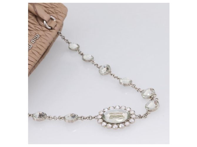 Bolsa de mão Miu Miu em couro 2way Beige Silver Auth 206656 Prata Bege - vista 9