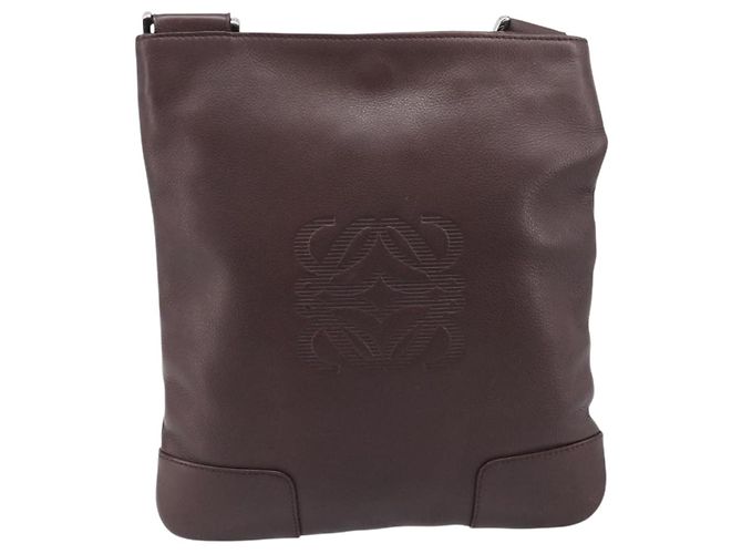 LOEWE Shoulder Bag Leather Brown Silver Auth 206761A Silvery - view 13