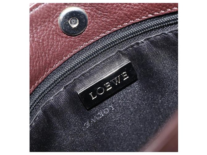 LOEWE Shoulder Bag Leather Brown Silver Auth 206761A Silvery - view 17