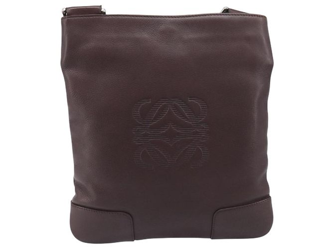 LOEWE Shoulder Bag Leather Brown Silver Auth 206761A Silvery - view 2