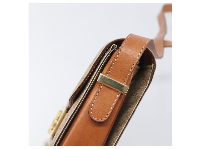 16 Céline Borsa a tracolla CELINE Macadam Canvas Horse Carriage PVC Beige Gold Auth 206923 D'oro - vista 10