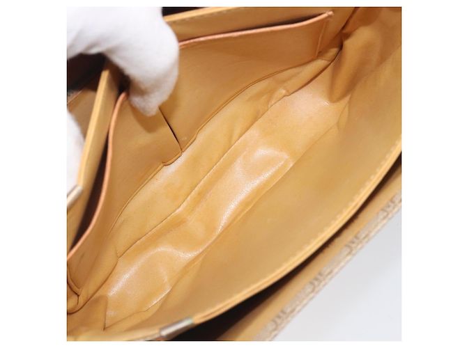 16 Céline Borsa a tracolla CELINE Macadam Canvas Horse Carriage PVC Beige Gold Auth 206923 D'oro - vista 12