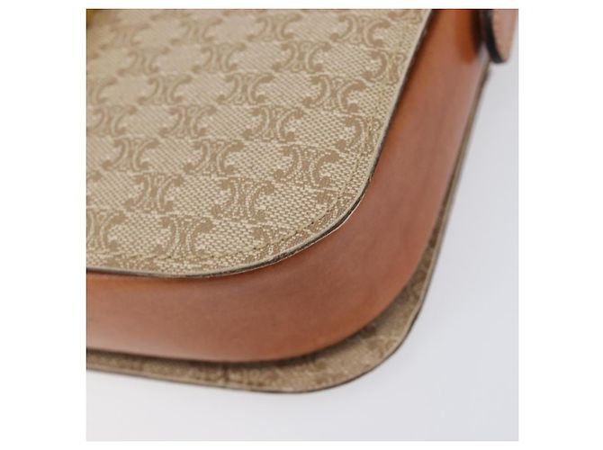 16 Céline Borsa a tracolla CELINE Macadam Canvas Horse Carriage PVC Beige Gold Auth 206923 D'oro - vista 14