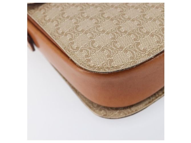 16 Céline Borsa a tracolla CELINE Macadam Canvas Horse Carriage PVC Beige Gold Auth 206923 D'oro - vista 15