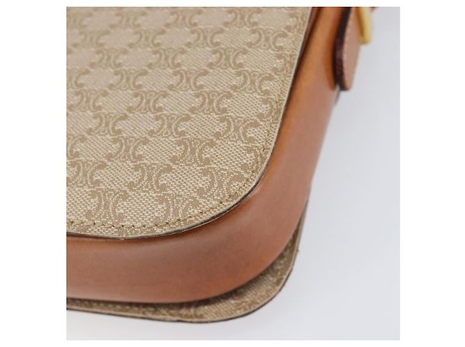 16 Céline Borsa a tracolla CELINE Macadam Canvas Horse Carriage PVC Beige Gold Auth 206923 D'oro - vista 16