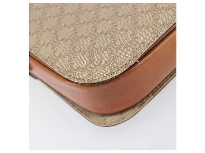 16 Céline Borsa a tracolla CELINE Macadam Canvas Horse Carriage PVC Beige Gold Auth 206923 D'oro - vista 17