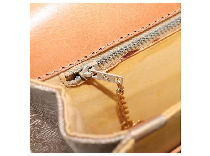 16 Céline Borsa a tracolla CELINE Macadam Canvas Horse Carriage PVC Beige Gold Auth 206923 D'oro - vista 23
