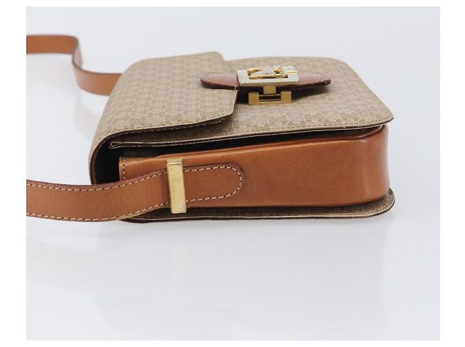 16 Céline Borsa a tracolla CELINE Macadam Canvas Horse Carriage PVC Beige Gold Auth 206923 D'oro - vista 4