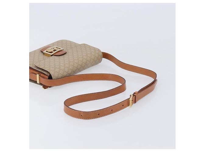16 Céline Borsa a tracolla CELINE Macadam Canvas Horse Carriage PVC Beige Gold Auth 206923 D'oro - vista 7