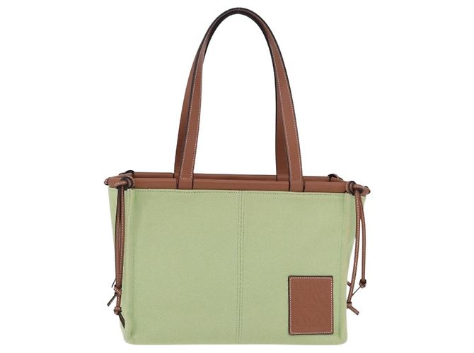 LOEWE Cushion Tote Bag Canvas Green Auth 202499A Grün - Ansicht 13