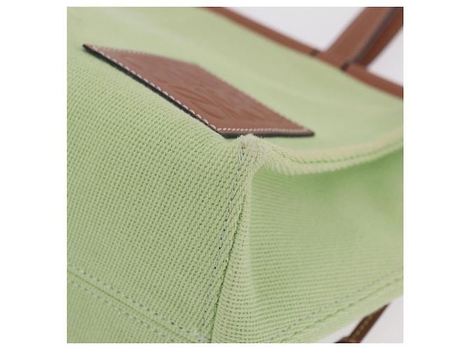 LOEWE Cushion Tote Bag Canvas Green Auth 202499A Grün - Ansicht 14