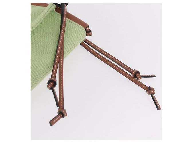 LOEWE Cushion Tote Bag Canvas Green Auth 202499A Grün - Ansicht 17