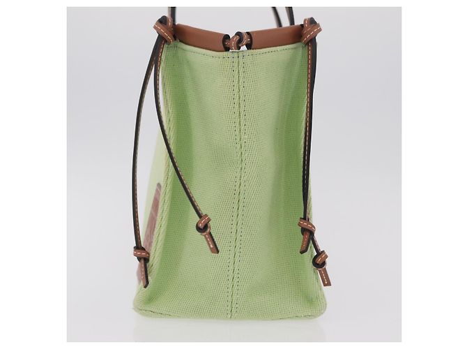 LOEWE Cushion Tote Bag Canvas Green Auth 202499A Grün - Ansicht 3