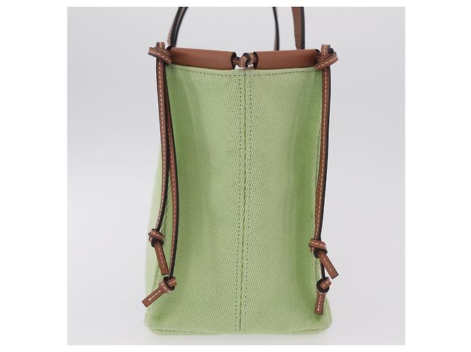 LOEWE Cushion Tote Bag Canvas Green Auth 202499A Grün - Ansicht 4