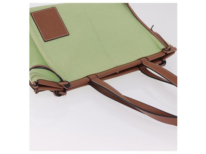 LOEWE Cushion Tote Bag Canvas Green Auth 202499A Grün - Ansicht 6