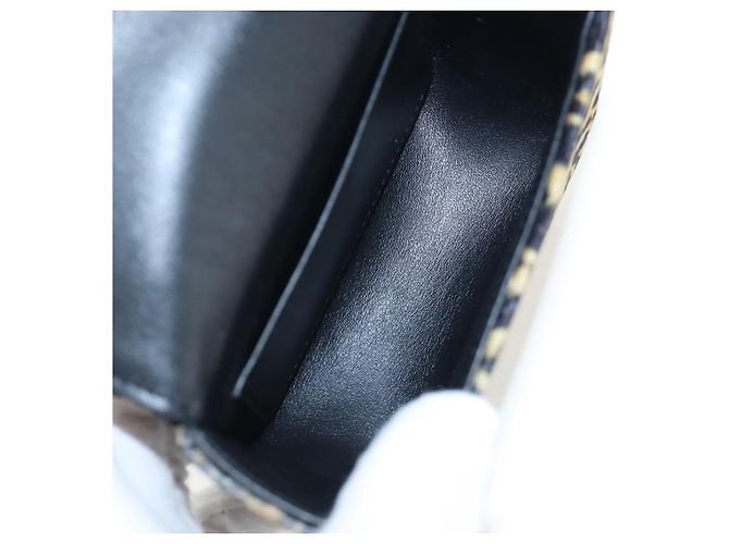 Céline Bolso de hombro con cadena CELINE Velor Beige Gold Auth LN061M Dorado - vista 10