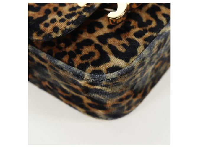 Céline Bolso de hombro con cadena CELINE Velor Beige Gold Auth LN061M Dorado - vista 15