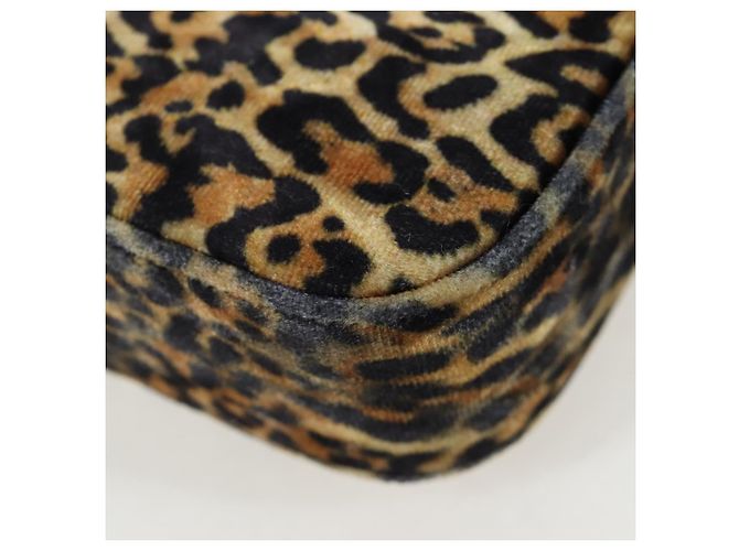 Céline Bolso de hombro con cadena CELINE Velor Beige Gold Auth LN061M Dorado - vista 17