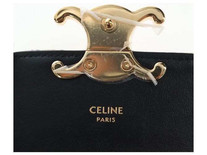 Céline Bolso de hombro con cadena CELINE Velor Beige Gold Auth LN061M Dorado - vista 21