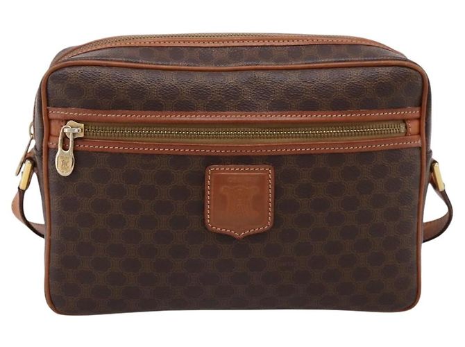 Céline Sac à épaule CELINE Macadam Canvas PVC Leather Brown Gold Auth 205454V Marron Doré - vue 13