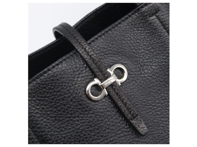Borsa Salvatore Ferragamo Gancini in pelle nera e argento autentica 205429A Nero - vista 17