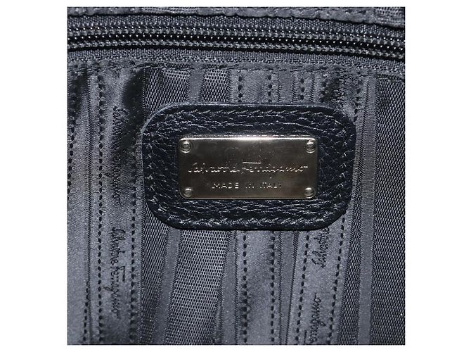 Borsa Salvatore Ferragamo Gancini in pelle nera e argento autentica 205429A Nero - vista 18
