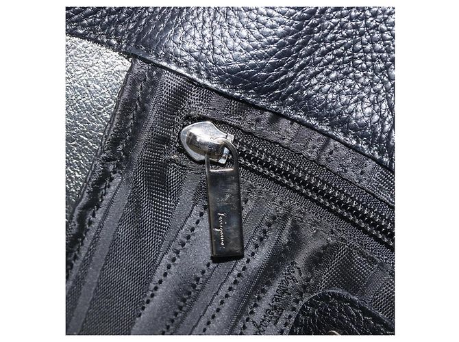 Borsa Salvatore Ferragamo Gancini in pelle nera e argento autentica 205429A Nero - vista 21
