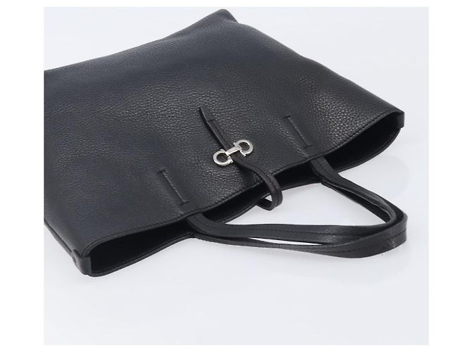 Borsa Salvatore Ferragamo Gancini in pelle nera e argento autentica 205429A Nero - vista 6