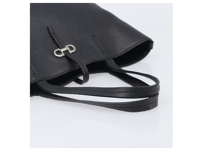 Borsa Salvatore Ferragamo Gancini in pelle nera e argento autentica 205429A Nero - vista 7