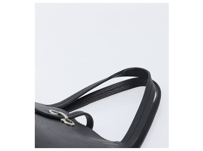 Borsa Salvatore Ferragamo Gancini in pelle nera e argento autentica 205429A Nero - vista 8