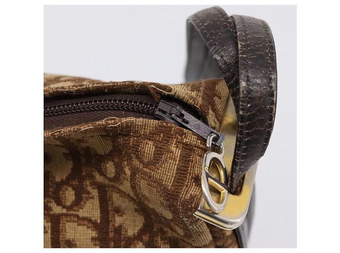 Christian Dior Trotter Canvas Shoulder Bag Beige Gold Auth ep16482 Golden - view 10
