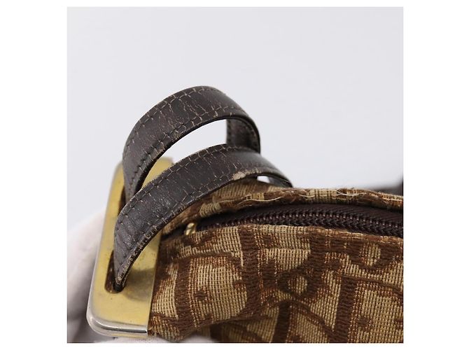 Christian Dior Trotter Canvas Shoulder Bag Beige Gold Auth ep16482 Golden - view 11