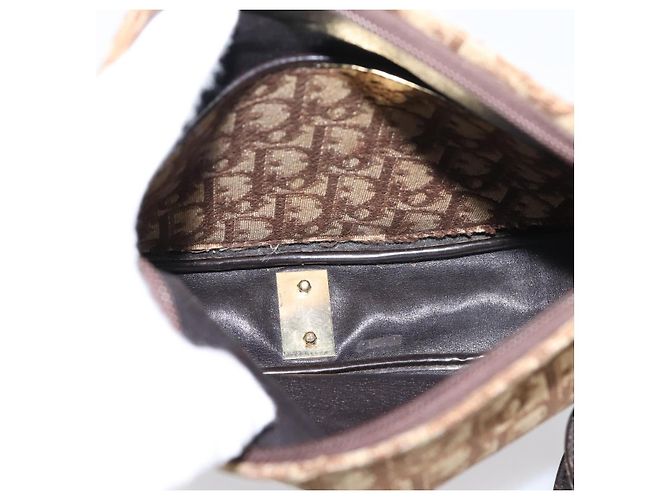 Christian Dior Trotter Canvas Shoulder Bag Beige Gold Auth ep16482 Golden - view 12