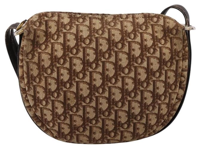 Christian Dior Trotter Canvas Shoulder Bag Beige Gold Auth ep16482 Golden - view 13